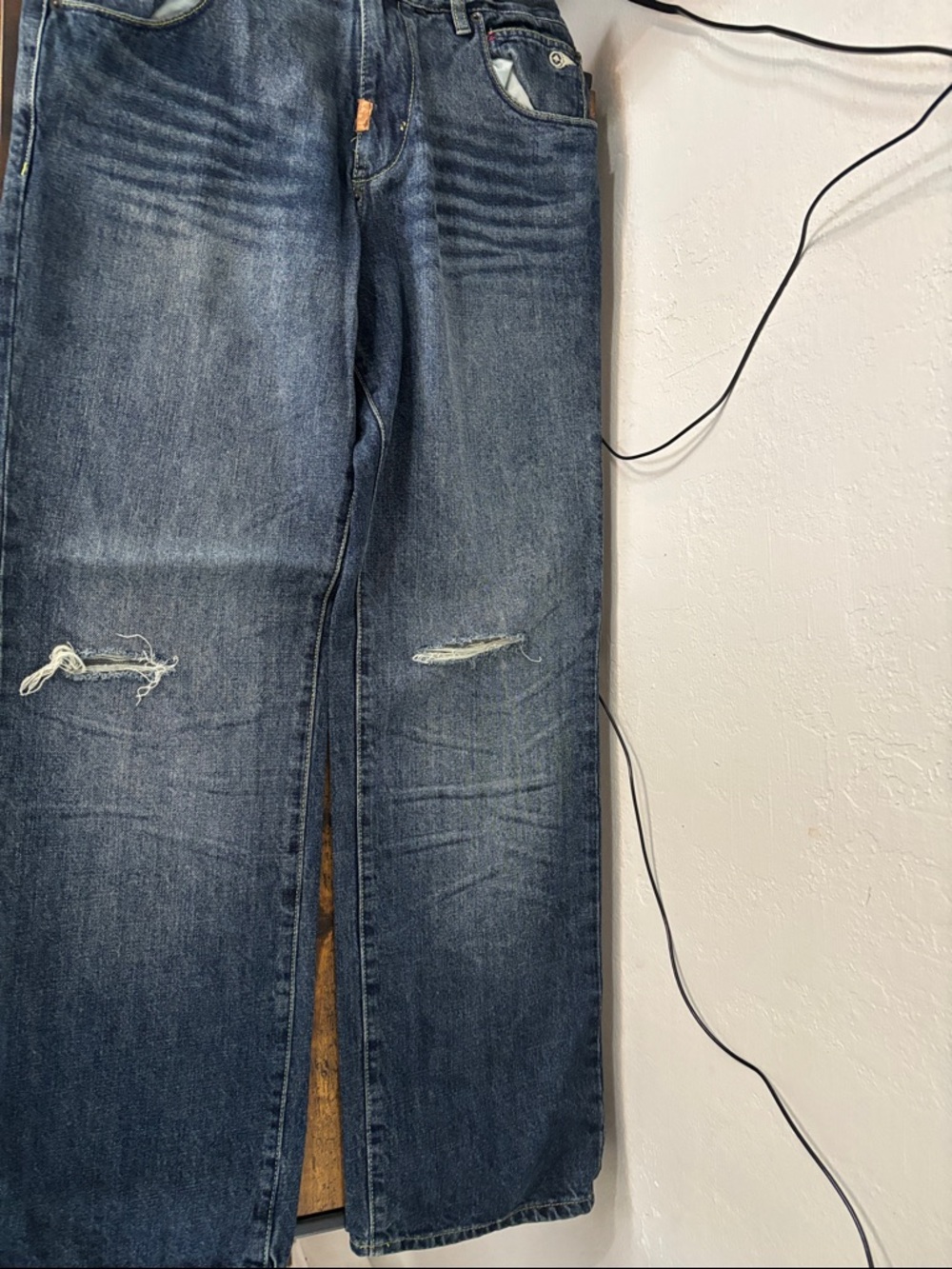Lrg Men's Blue Straight-Leg Distressed Jeans